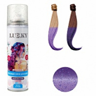 Lukky спрей-краска для волос в аэрозоли, для временного окрашивания, цвет фиолетовый с блёстками, 15