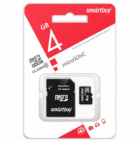 micro SDHC+адаптер SD Smart Buy 4 GB