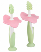 Щетки детские зубные массажер для десен FLOWER от ROXY-KIDS 2 шт, цвет салатовый