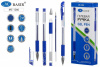 Гелевая ручка: прозрачный корпус, резиновый держатель,диаметр пишущего узла - 0,5 mm; синий