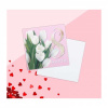 Открытка мини «8 марта», белые тюльпаны, 7 × 7 см