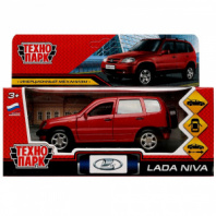 Машина металл LADA NIVA длина 12 см, двери, багаж, инерц, красный, кор. Технопарк